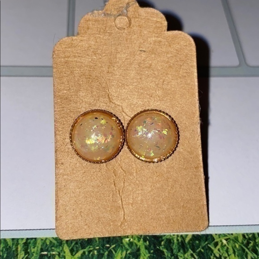 Opaque Sparkle Earrings set in goldstone